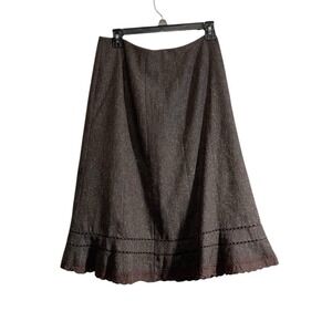 EAST 5TH 8 Brown Tweed Crochet Lace Accent A-Line Office Academia Career